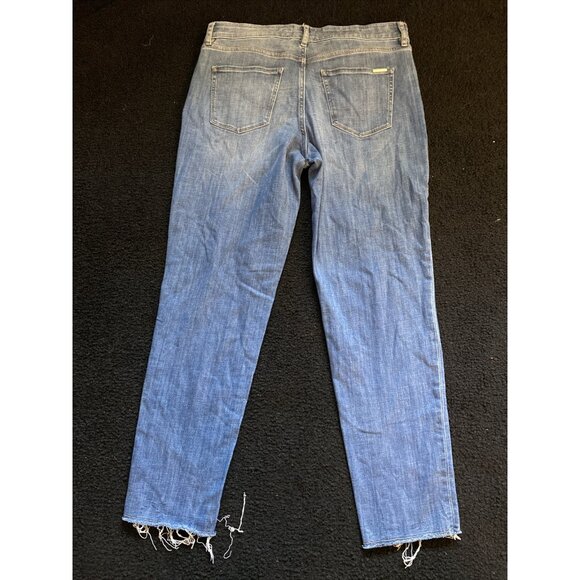 WHBM White House Jeans Womens 10 Blue Girlfriend Distressed Frayed Hem Stretch - Picture 5 of 5